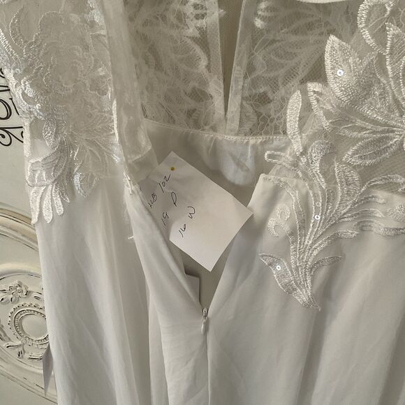 Lulus Forever Promised Dress XL White Wedding Chiffon Sequin Embroidered NWT - Picture 12 of 12